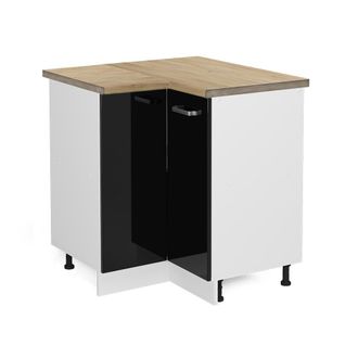 Vicco Armario De Esquina R-line, Negro Brillo Intenso, 75.6 Cm, Et Roble