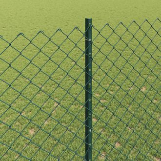 Berkfield Home Green Chain Link Fence with 10 U Posts Green 1.6x10 m Steel