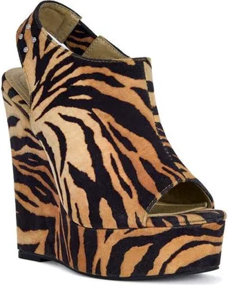 Azalea Wang Aru Platform Wedge in Orange Multi at Nordstrom, Size 6.5