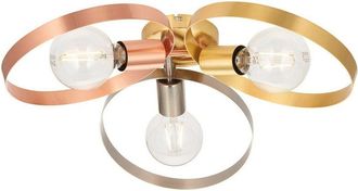 Endon Lighting Hoop Multi Arm Lamp Semi Flush Ceiling Lamp, Brushed Brass, Nickel, Copper Plate - Endon
