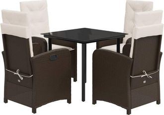 vidaXL Set Comedor De Jard&iacute;n 5 Piezas Y Cojines Rat&aacute;n Sint&eacute;tico Marr&oacute;n Vidaxl