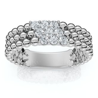 Pompeii3 Three Row Beaded Diamond Stackable Ring 14k Gold or Platinum Lab Grown