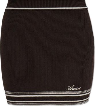 Amiri Rokken, Dames, Bruin, XS, Wol, MA Stripe Mini Rok