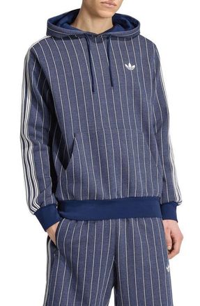 adidas Pinstriped Graphic Hoodie in Night Indigo at Nordstrom, Size Xx-Large