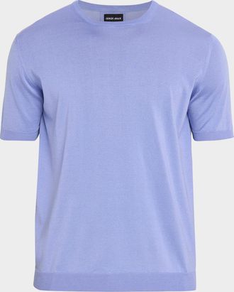Giorgio Armani Men & apos;s Cotton and Silk Short-Sleeve Crewneck Sweater