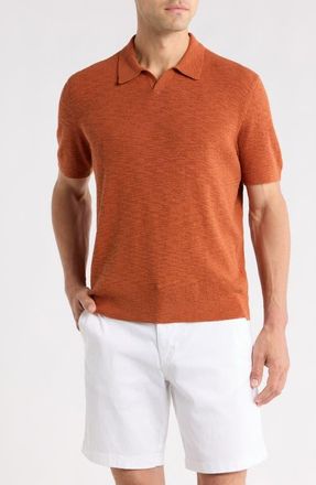 Tommy Bahama Santa Cruz Johnny Collar Slub Cotton Blend Polo in Spicy at Nordstrom, Size Xxx-Large