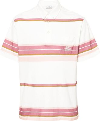 Etro Pegaso-motif cotton polo shirt - men - Cotton - L - Neutrals