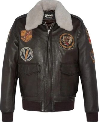 Schott NYC Badged Pilot Jacket - Heren - Bomber jackets - Bruin - XL - Leer - Jassen