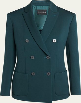Giorgio Armani Double-Breasted Stretch Wool Blazer Jacket