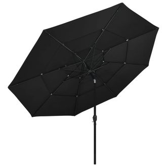 Berkfield Home 3-Tier Parasol with Aluminium Pole Black 3.5 m