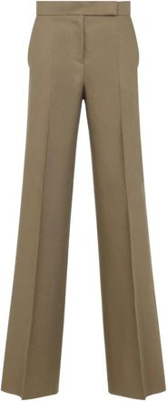 Max Mara Lange broek - Dames - Wijde Broeken - Beige - XS - Linnen - Broeken
