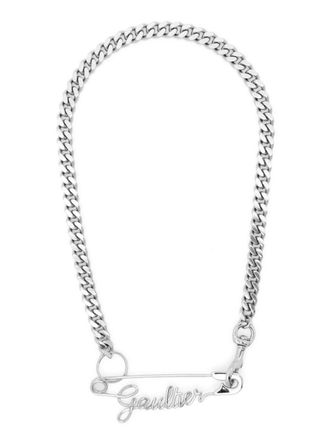 Jean Paul Gaultier Halsketting met logoplakkaat - Zilver