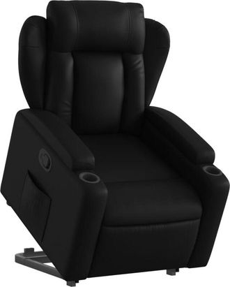 vidaXL Sill&oacute;n Reclinable Elevable Cuero Artificial Negro Vidaxl