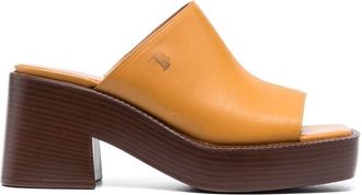Tod's 80mm logo-debossed block heel sandals - women - Calf Leather/Calf Leather/Rubber - 37.5 - Neutrals