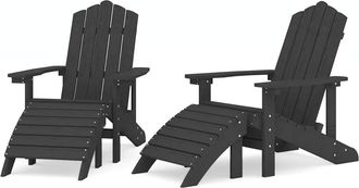 vidaXL Sillas De Jard&iacute;n Adirondack 2 Uds Con Reposapi&eacute;s Hdpe Antracita Vidaxl