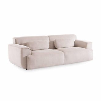 Sweeek Sof&aacute; en terciopelo pana fina de 3 plazas, gris beige