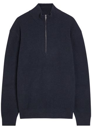 Nn.07 Danny Half-zip Ribbed Knit Jumper - Navy - Xxl