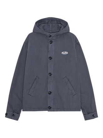 Palmes herringbone hooded jacket - men - Cotton - M - Blue
