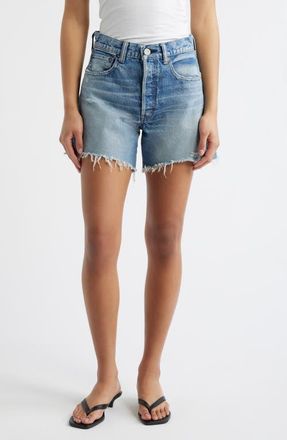 Moussy Vintage Graterford Long Denim Shorts in Blue at Nordstrom, Size 27