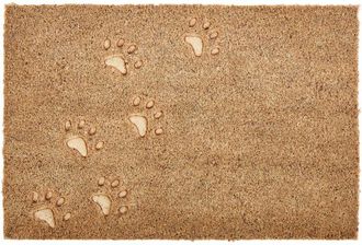 Beliani Beliani - Felpudo Moderno De Interior 40 X 60 Cm Motivo Huellas De Patas Fibra De Coco Antideslizante Reverso De Pvc Natural Tarlac