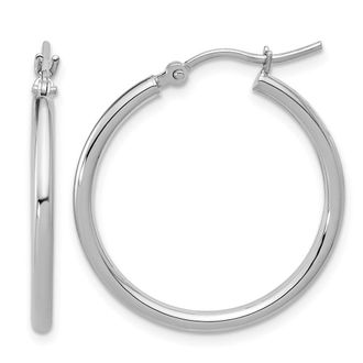 Diamond2Deal 10K White Gold Round Hinged Hoop Earrings