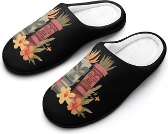 Generic Hawaii Tiki Euclidean Slippers Men Winter Warm Cotton Anti-Slip Indoor Slip-Ons House Shoes