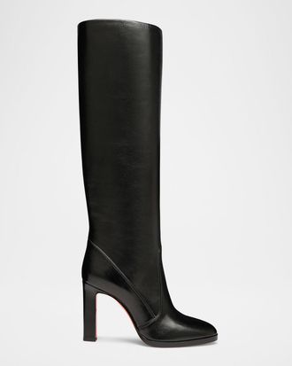 Santoni Andy Leather Stiletto Knee Boots