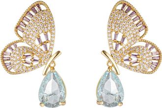 Eye Candy Los Angeles Butterfly CZ Drop Earrings in Gold at Nordstrom Rack