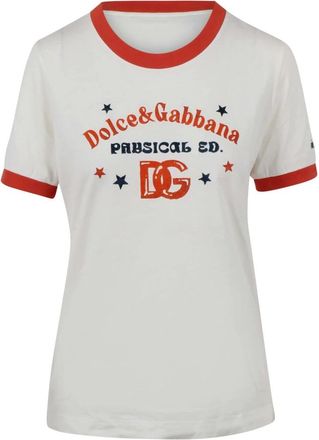 Dolce & Gabbana T-shirt met ronde hals en vintage print - Dames - T-shirts - Wit - M - Tops