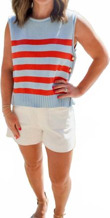 Entro Sweater Tank Top In Blue/red