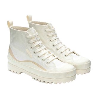 Superga Dames/Dames 2469 Alpina Wave Grosgrain Enkellaarsjes (Wit Avorio/Beige)