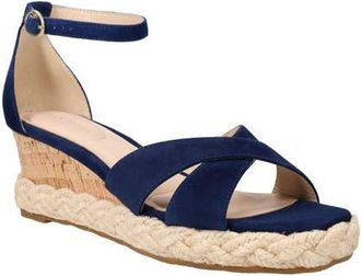 Pelle Moda Pippen Ankle Strap Wedge Slide Sandal in Midnight at Nordstrom, Size 6.5