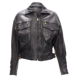 Versace Gianni Versace S & M leather bondage buckle bomber