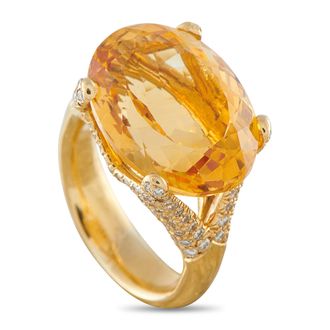 Luxury Bazaar 18K Yellow Gold 1.25ct Diamond and Citrine Ring MF18-050626