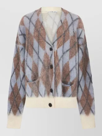 Acne Studios mohair wool argyle cardigan v neck