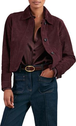 Reiss Sonny Crop Faux Suede Jacket in Burgundy at Nordstrom, Size 12 Us