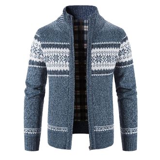 Generic Mens Cardigans with Pockets Knitted Cardigan Full Front Zip Mens Christmas Knitwear Ugly Xmas Sweaters Knitwear Autumn and Winter Overcoat Slim Fit Ju