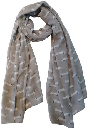 GlamLondon Cute Dogs Scarf Ladies Fashion Animal Print Dachshund Sausage Dog Doxie Shawl Soft Wrap (Light Grey)