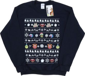 Disney Heren The Muppets Kerstmis Hoofden Sweatshirt (Marineblauw)
