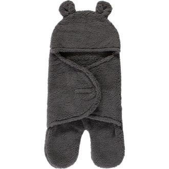 Hudson Baby Animal Fluffy Baby Outdoor Stroller Sack Wrap in Charcoal at Nordstrom