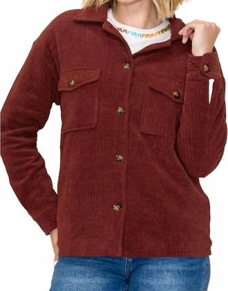 Staccato Fur Lined Corduroy Jacket In Burgundy