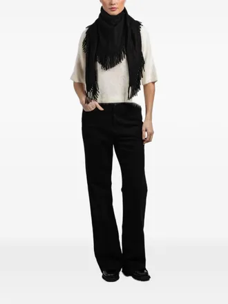 White + Warren fringed-trim scarf - Zwart