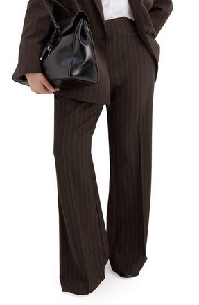Mango Pinstripe Pants in Brown at Nordstrom, Size 4