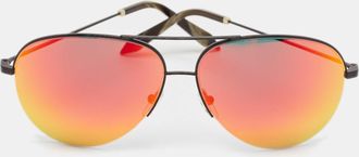 Victoria Beckham Red/black Tone Mirrored Vbs90 Aviator Sunglasses