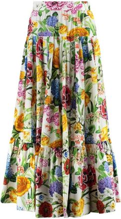 Dolce & Gabbana Rokken, Dames, Veelkleurig, S, Katoen, Maiolica Print Lange Rok