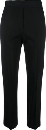 Msgm logo-waistband cropped trousers - women - Polyester/Elastane/Virgin Wool - 46 - Black