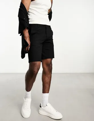 Only & Sons Only & Sons smart jersey shorts in black