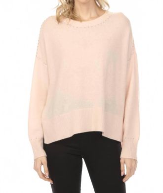 Joseph Ribkoff Studded Cashmere Knit Sweater In Rose