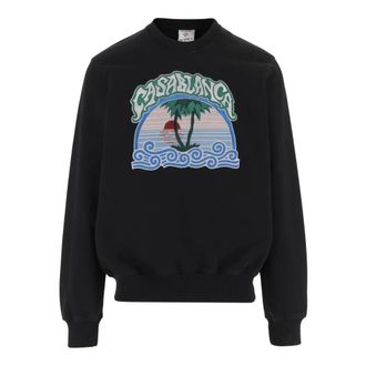 Casablanca Sweatshirts, male, Black, Size: 2XL Casa Crest Embroidered Sweatshirt