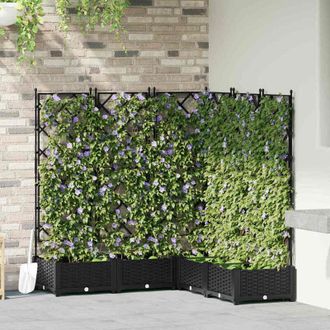 vidaXL Maceta De Jard&iacute;n Con Enrejado 5 Pcs Negro 120 X 120 X 125.5 Cm Vidaxl